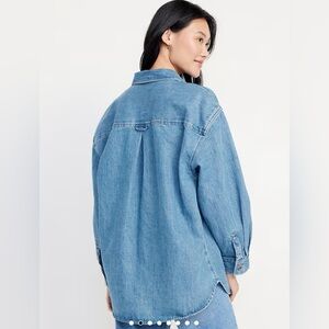 Old Navy Oversized Boyfriend Button-Down Jean Shirt